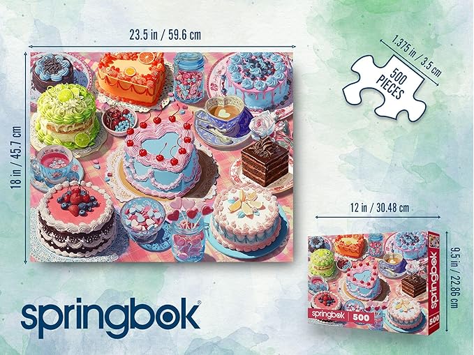 Springbok Vintage Cakes 500 Piece Jigsaw Puzzle for Adults - Poster Now Included - Valentines Heart Puzzle - Unique Cut Pieces - Made in USA