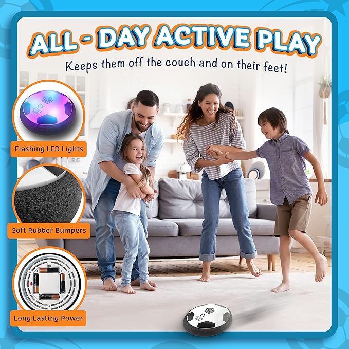 Let Loose Moose Hover Soccer Ball, Set of 2 LED Soccer Ball Toys, Gifts for 8 Year Old Boys, Indoor LED Floating Football for 7 Year Old Kids, Boy Birthday Gifts Age 4-6, 6-8, 8-12 Fun Sport Toy