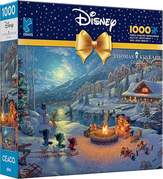 Ceaco - Thomas Kinkade - Disney Dreams Collection - Holiday - Mickey and Minnie Christmas Lodge - 1000 Piece Jigsaw Puzzle