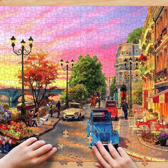 Puzzle for Adults 1000 Pieces, Vintage Paris Sunset Street Puzzle, Challening Impossible Difficult Hard Fun 1000 Pieces Jigsaw Puzzles for Adults