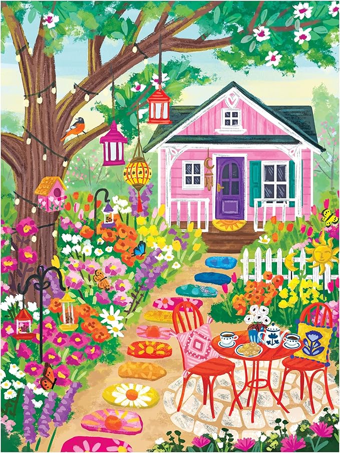 RoseArt - Olivia Gibbs - Floral Garden 300 Piece Jigsaw Puzzle - Colorful Cottage Garden Flowers and Perennials Scene – Adult Puzzle – Finished Size Approx. 18" x 24", Made in USA