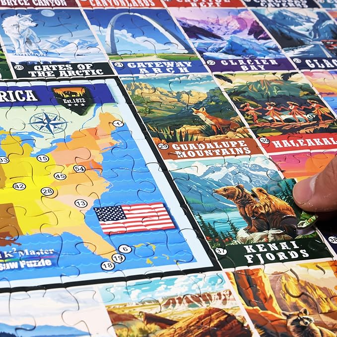 Think2Master Colorful Vintage USA National Parks 500 Pieces Very Large Pieces Jigsaw Puzzle for 13+, Adults & seiors. Great Gift for People Interested in Traveling. Size: 26.8” X 18.9”