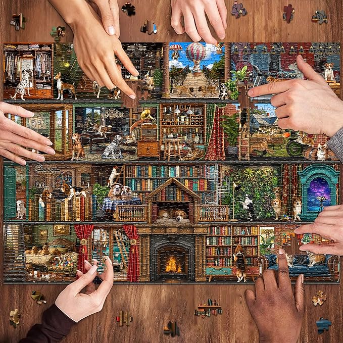 HUADADA Puzzles for Adults 1000 Pieces,Dog Theater Difficult Puzzles for Adults,1000 Piece Puzzle for Adults ‌Family Interactive Game Gift