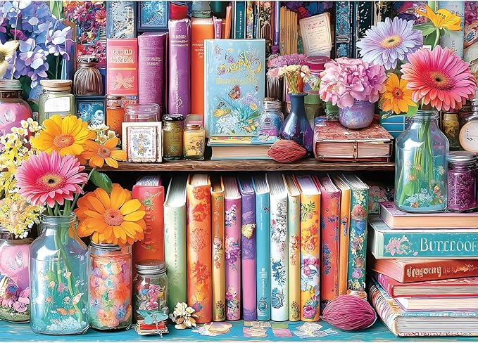 Vibrant Book Nook 1000 Piece Puzzle for Adults, Fun Puzzles for Adults 1000 Pieces with HD Print & Poster, 27.5 * 19.7 in Dust Free, for Gifts Halloween Christmas Family Games Lovers