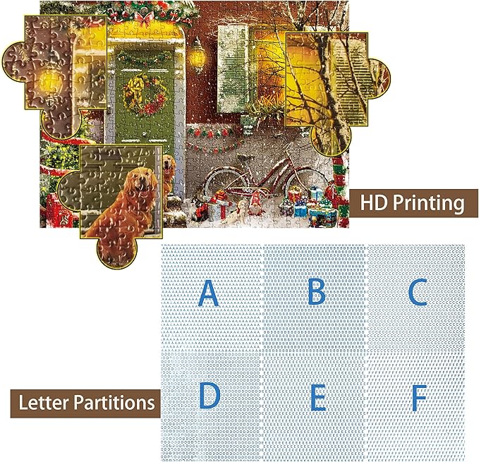 Lavievert Jigsaw Puzzle 500 Piece Puzzle for Adults - Christmas on Doorstep, Smiling Golden Retriever