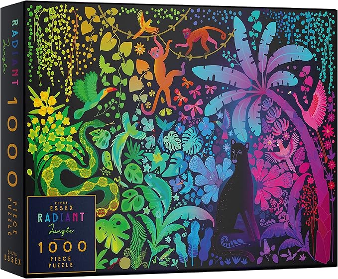 Elena Essex Jigsaw Puzzles - Radiant Jungle | Puzzle 1000 Pieces | Puzzles for Adults | Animal Bird Rainbow Gradient Puzzle | Adult Puzzles Size 28x20 inches