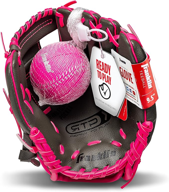 Franklin Sports Kids Baseball Gloves - RTP Youth Teeball Glove + Ball Set - Boys + Girls Teeball Mitt - Kids + Toddlers - 9.5"