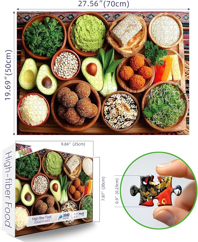 Colorful Healthy Food 1000 Piece Puzzle for Adults, Fun Puzzles for Adults 1000 Pieces with HD Print & Poster, 27.5 * 19.7 in Dust Free, for Gifts Halloween Christmas Family Games Lovers