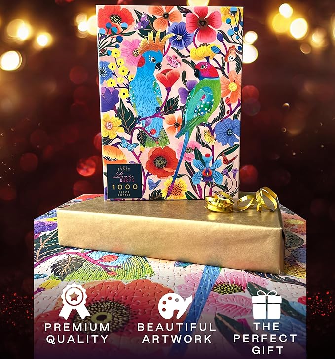 Elena Essex Puzzles for Adults 1000 Pieces - Lovebirds | Jigsaw Puzzles | 1000 Piece Puzzle for Adults | Colorful Art Butterflies and Birds Puzzle | 20x28inches