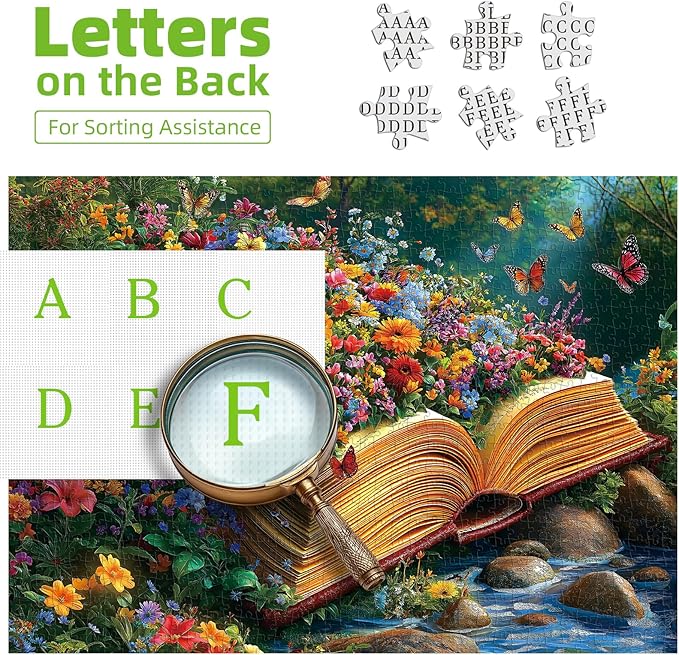 Spring Life Book 1000 Piece Puzzles for Adults, Funny Puzzle for Adults, Hard Challenge Art Jigsaw Puzzles, for Gifts Birthday Party Games Family, 27.5" X 19.7" Dust Free Puzzle