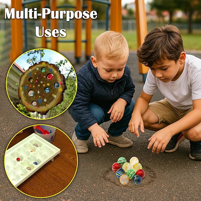 ARSUK Large Glass Shooter Marbles for Decoration 25mm/1 inch 10pcs Assorted Colour Marble Game, Marble Run Accessories Learning and Recreational, Sports & Outdoor Play (10pcs Handmade Marbles)