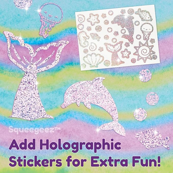 Creativity for Kids Squeegeez Magic Reveal Craft Kit: Mermaid - Dot Painting Art Kits for Kids, Cool Mermaid Gifts for Girls and Boys (Ages 7+)