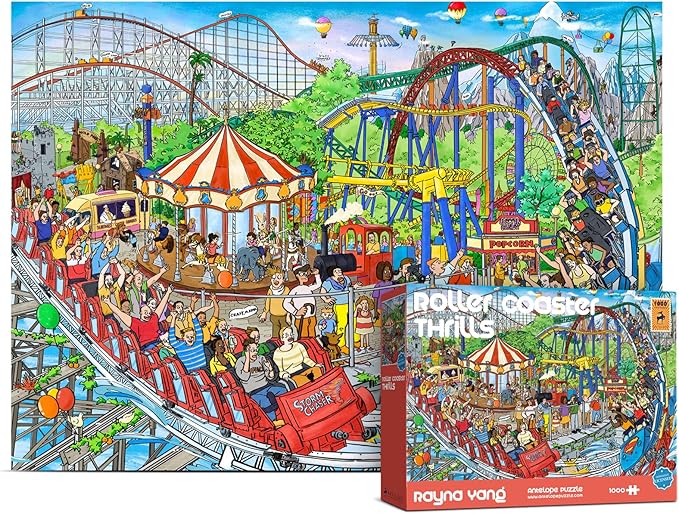 Antelope 2 in 1 1000 Piece Puzzle Bundle - Cat Castle - 1000 Piece Jigsaw Puzzle Bundle with Roller Coaster - 1000 Piece Jigsaw Puzzle