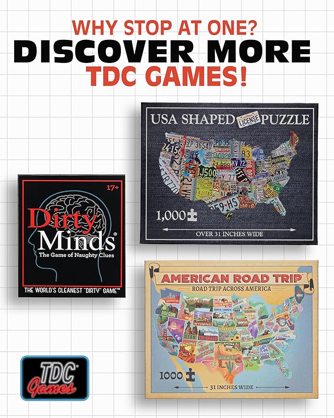 TDC Games US Map Puzzle Great American Roadtrip with Individual States, 1000 Piece Jigsaw Puzzles for Adults, Large America Shaped Educational Puzzle, Challenging Puzzles Map of USA