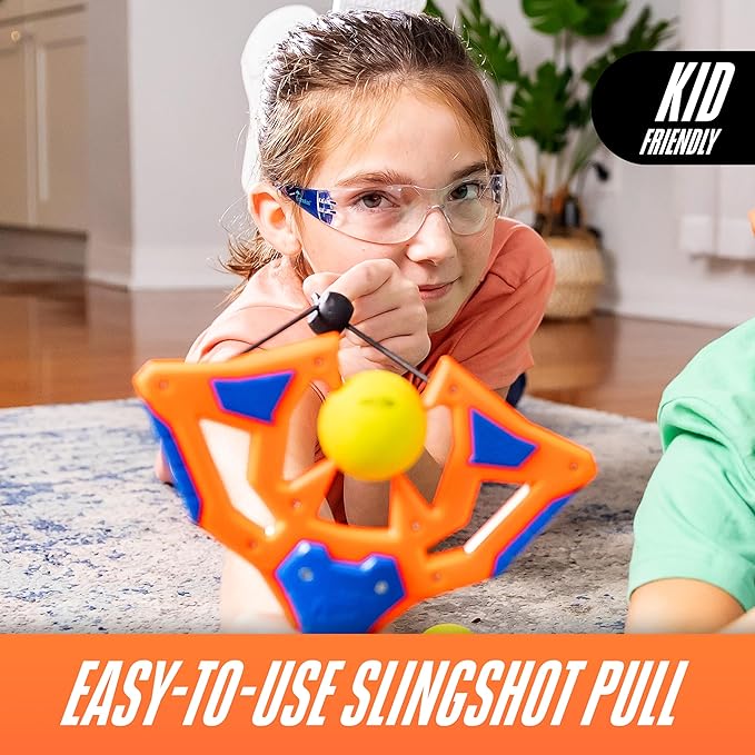 Nerf Slingshot Challenge - Kids Slingshot Bowling Game Set - Toy Target Game for Kids - Foam Ball Shooter Balls Included - Fun Toy for Boys + Girls