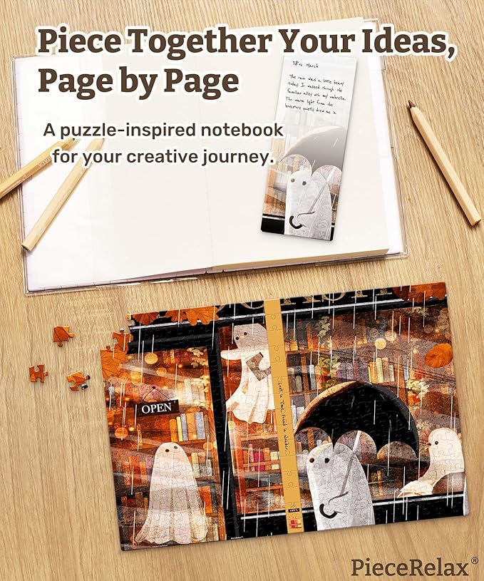 PieceRelax A5 3D Puzzle Journal for Adults, 300 Piece Plastic Jigsaw Book Cover (Includes Notebook) - Katherine Blower - Shelter, Unique Gift [YA1071]