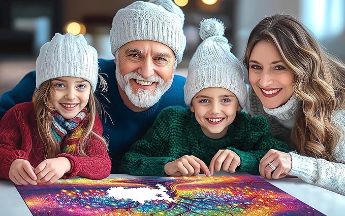 Neon Life Tree 1000 Piece Puzzles for Adults, Hard Challenge Art Jigsaw Puzzle, for Gifts Xmas Birthday Party Games Family, 27.5x19.7 inch - Dust Free Puzzle