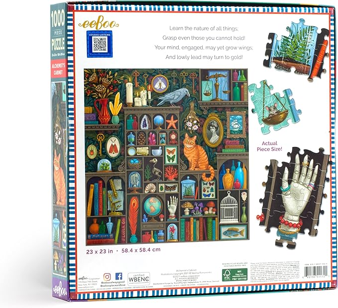 eeBoo 1000 Piece Puzzle - Alchemist's Closet Jigsaw Puzzle for Adults, Square 23" x 23" Made with Recycled Board & Vegetable-Based Ink