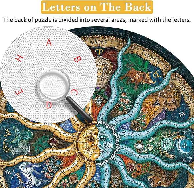 Zodiac Puzzles for Adults 1000 Pieces - Round Horoscope Astrology Jigsaw Puzzle, Challenging Difficult Mandala Constellation Puzzle for Adults, 26.7 Inch