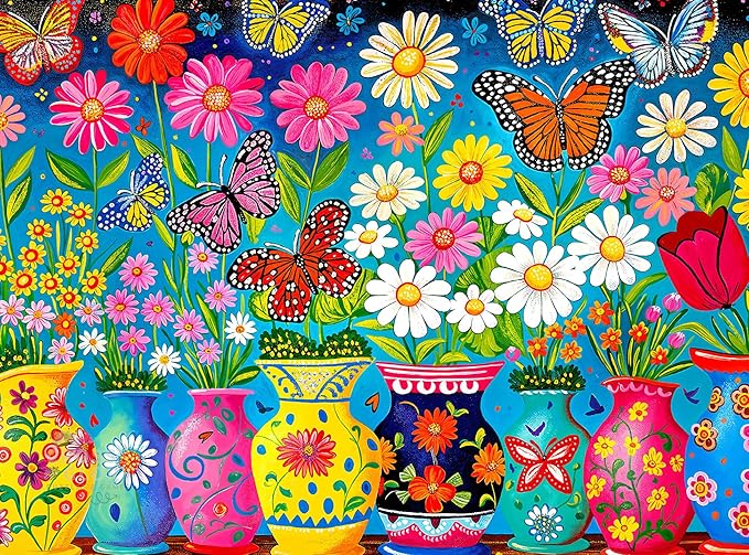 Cross & Glory - 1000 Piece Jigsaw Puzzle for Adults |Blooming Butterflies | Best New Spring Garden Puzzle | Vibrant Butterfly | 20x27 Inches | Flower Puzzle