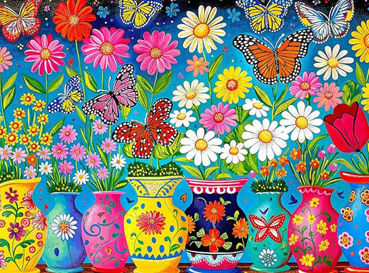 Cross & Glory - 1000 Piece Jigsaw Puzzle for Adults |Blooming Butterflies | Best New Spring Garden Puzzle | Vibrant Butterfly | 20x27 Inches | Flower Puzzle