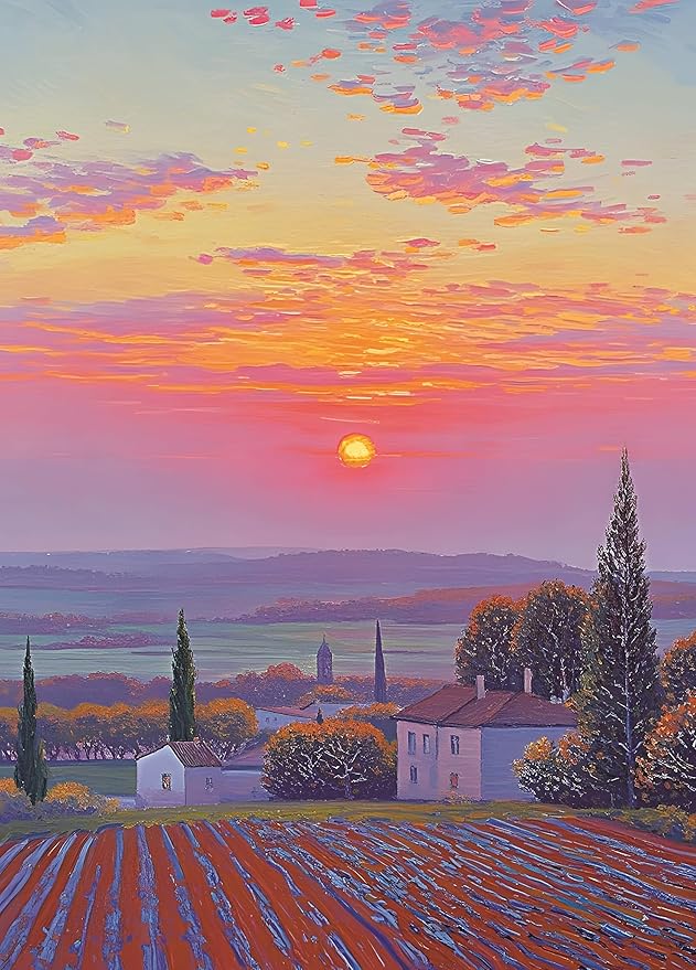 Puzzle for Adults 1000 Pieces, Sunset Field Puzzle, Challening Impossible Difficult Hard Fun 1000 Pieces Jigsaw Puzzles for Adults Family with Letters on Back