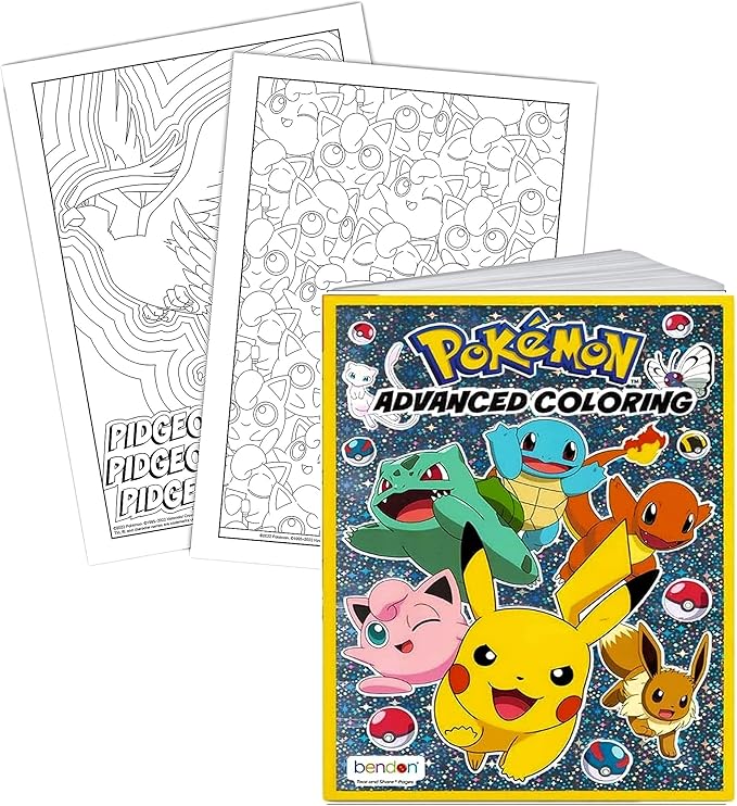 Bendon Pokemon Advanced Coloring and Stickers Activity Set with Pokeman Advanced Coloring Book, Sticker Book, Pokeman Reward Stickers, 2-Sided Door Hanger