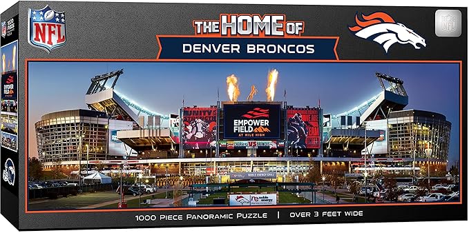 MasterPieces NFL 1000 Piece Jigsaw Puzzle - Denver Broncos Stadium View Panoramic - 13"x39" - Challenging Adult Puzzle - Eco-Friendly Materials
