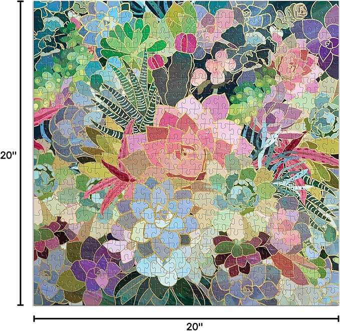 Galison Succulent Mosaic 500 Piece Foil Puzzle from Galison - 20" x 20" Beautifully Illustrated Puzzle, Thick & Sturdy Pieces, Fun and Challenging Activity for Adults, Unique Gift Idea!