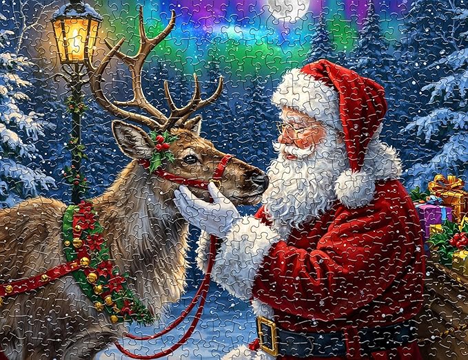 Springbok Santa's Favorite Reindeer 500 Piece Jigsaw Puzzle for Adults and Family - Christmas and Holiday Puzzle - Unique Cut Pieces - Made in USA