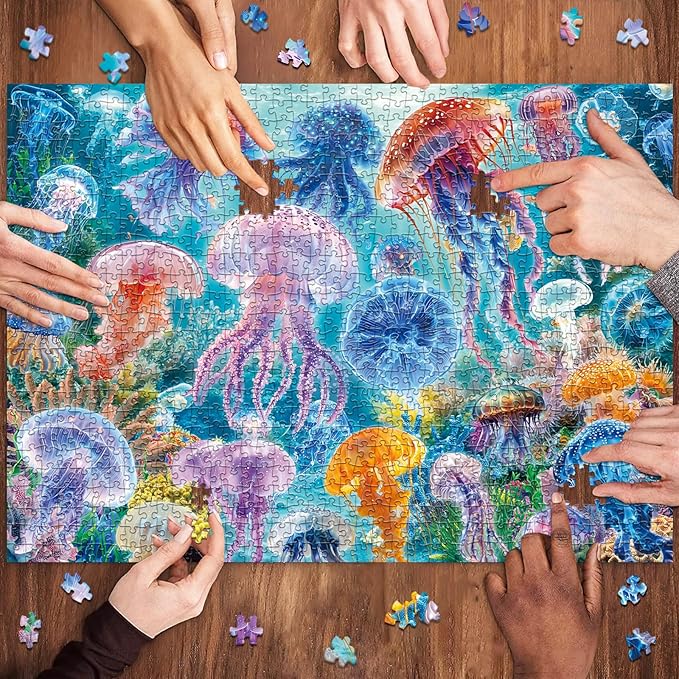 HUADADA Puzzles for Adults 1000 Pieces,Challenging Game Toys, Puzzles 1000 Pieces,Impossible Puzzle, Family Decoration Puzzle-Dreamy Jellyfish