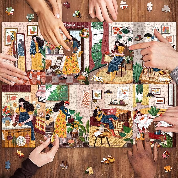 1000 Piece Puzzles for Adults,Relaxing Day Jigsaw Puzzle 1000 Pieces for Adults Seniors,Challenging Family Games Holiday Party Gifts -1:1 Poster Interlock Perfectly Letter on Back