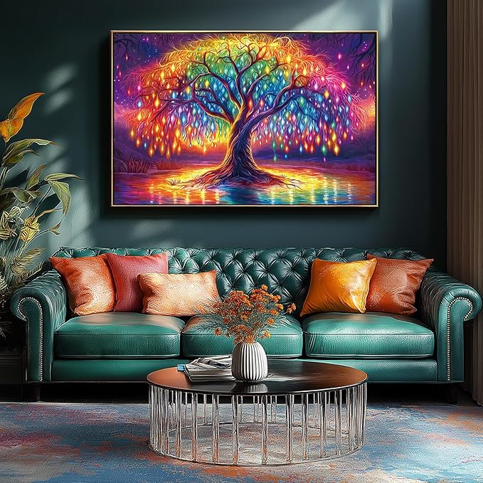 Neon Life Tree 1000 Piece Puzzles for Adults, Hard Challenge Art Jigsaw Puzzle, for Gifts Xmas Birthday Party Games Family, 27.5x19.7 inch - Dust Free Puzzle
