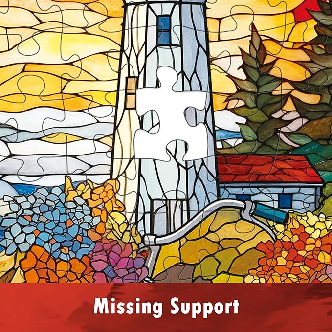 Puzzles for Adults 1000 Pieces Stained-Glass Lighthouse, Sunset Coastal Lighthouse Adults Puzzles Flowers Bike Letter on Back No Dust, Matte Finish Seaside Jigsaw Puzzles Home Decor, Gifts Games