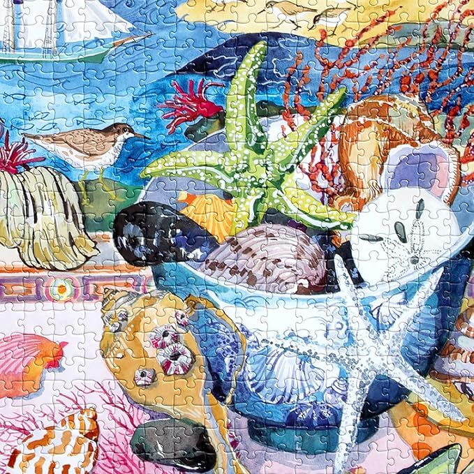 eeBoo 1000 Piece Puzzle - Seashells by The Shore Jigsaw Puzzle for Adults, Square 23" x 23" Made with Recycled Board & Vegetable-Based Ink