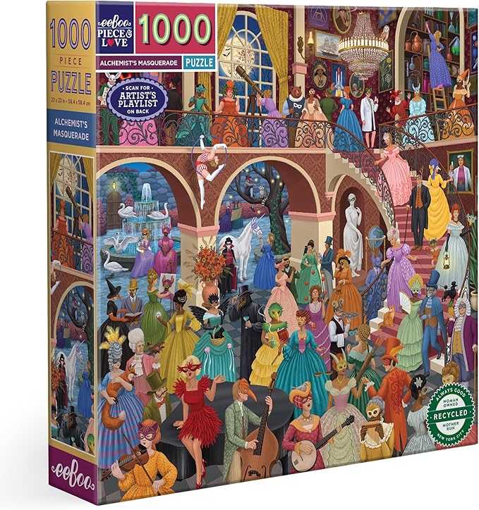 eeBoo 1000 Piece Puzzle - Alchemist's Masquerade Jigsaw Puzzle for Adults, Square 23" x 23" Made with Recycled Board & Vegetable-Based Ink