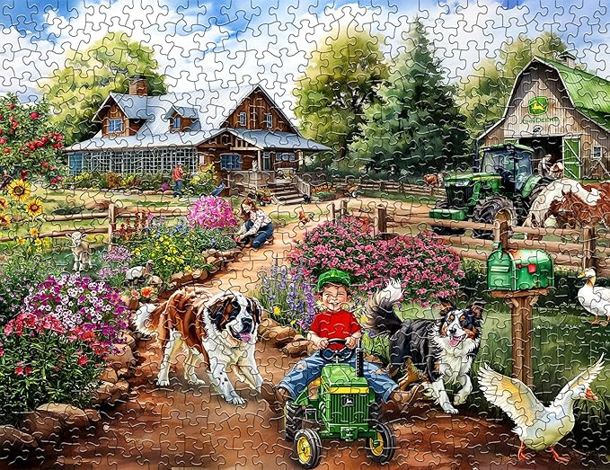 Springbok Life on the Farm 500 Piece Jigsaw Puzzle for Adults - John Deere Tractor - Unique Cut Pieces - Made in USA