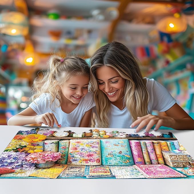 1000 Piece Puzzles for Adults, Vibrant Floral Book Jigsaw Puzzles 1000 Pieces, Flower Handbook Nook Puzzles with Letters on Back, Creative Games Gifts and Home Decor, 27.5" × 19.6“, 1:1 Poster