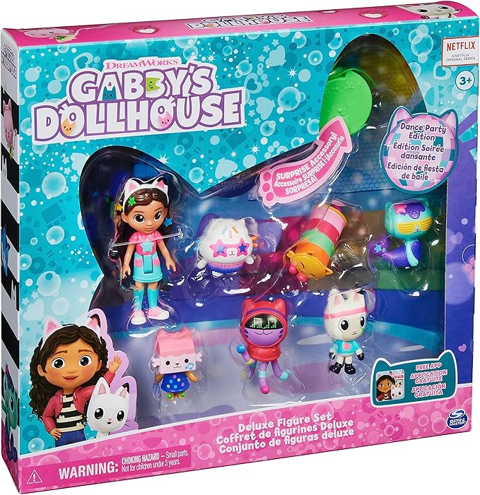 Gabby’s Dollhouse, Dance Party Theme Figure Set with a Gabby Doll, 6 Cat Toy Figures and Accessory Kids Toys for Ages 3 and up!