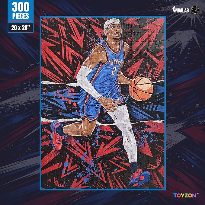 NBA Court Legends 300pc Shai Gilgeous-Alexander Jigsaw Puzzle for Kids & Adults, Premium Basketball Puzzle Game, Family Activity, Collector Gift for NBA Fans, Game Room or Home Display