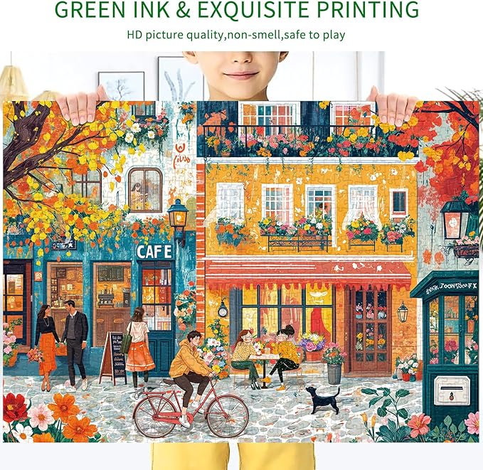 Puzzles for Adults 1000 Pieces, Romantic Street Scene Jigsaw Puzzle with 1:1 HD Poster, Perfect Interlocking No Dust, Stress Relief Ideal Gift for Family Games
