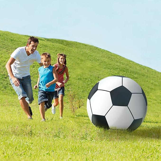 GoFloats Giant Inflatable Soccer Ball - Made from Premium Raft Grade Vinyl, Black & White 2.5 ft