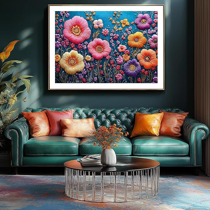 Blueforest 1000 Piece Puzzle for Adults - 3D Embroidered Floral Art, 27.5x19.7 Inches Premium Jigsaw Puzzle for Relaxation & Home Decor