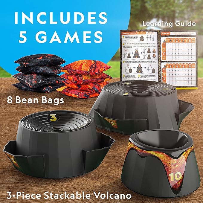 NATIONAL GEOGRAPHIC Volcano Bean Bag Toss Game for Kids - Cornhole Game Set with 5 Backyard Games, Bean Bags for Tossing, Yard Games for Kids, Outdoor Kids Games, Patio Games (Amazon Exclusive)