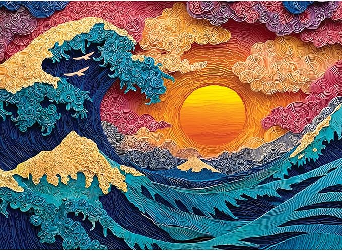 500 Piece Puzzles for Adults, Great Wave Jigsaw Puzzle, Unique Artwork, Recycled Cardboard Puzzle 500 Pieces Gift for Birthday, Home Decor, Fun for Family Entertainment Puzzle for Adults, 20.5 x15 in