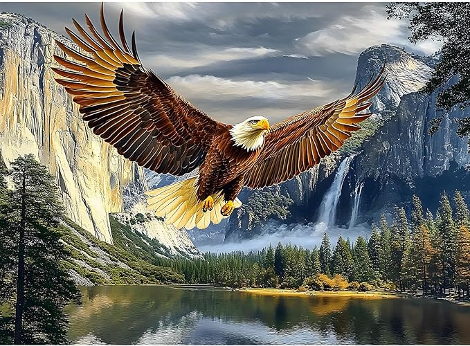 Puzzles for Adults 500 Pieces, Eagle Jigsaw Puzzles - Eagle Park, Impossible Eagles Puzzle, Finished Size 20.47 * 14.96”, with 1:1 Poster, Letter on The Back