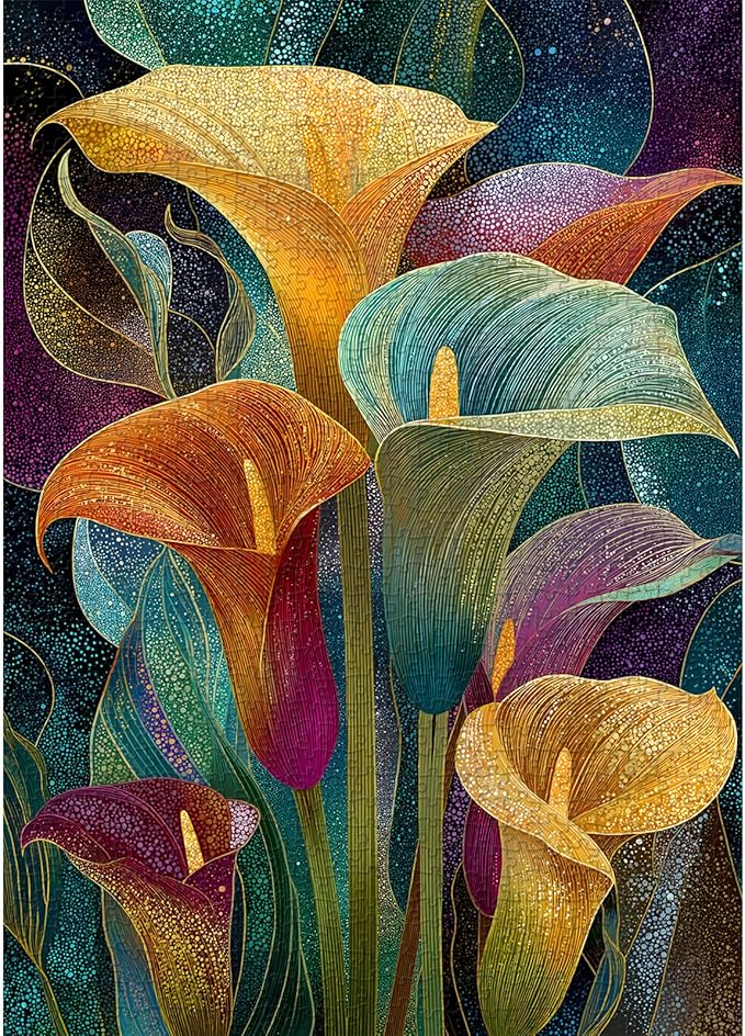 Calla Lily Flower Puzzle for Adults 1000 Pieces，Colorful Floral Plant Art Puzzle, Rainbow Calla Lily Impossible Hard Difficult Challenge for Adults