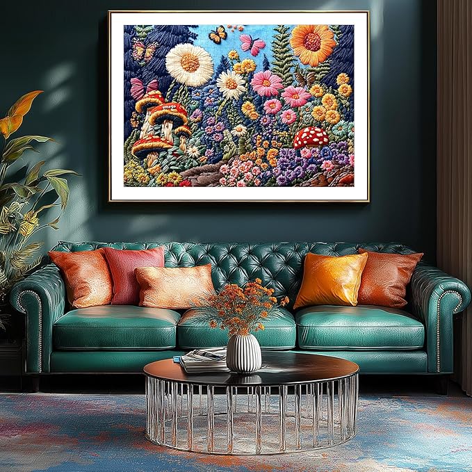Puzzles for Adults 1000 Pieces, Embroidered Wildflowers Puzzle Impossible Hard Difficult Challenging Jigsaw Puzzles for Adults, Flowers Puzzle for Family Games Gift, 27.5 x 19.7 inch