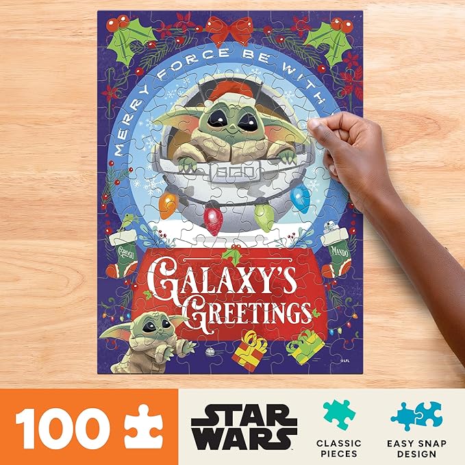 Buffalo Games – Star Wars - Galaxy's Greetings - 100 Piece Christmas Jigsaw Puzzle - Festive, Holiday Puzzle for Adults and Families – Precision-Cut Pieces, Winter Artwork, Relaxing Fun
