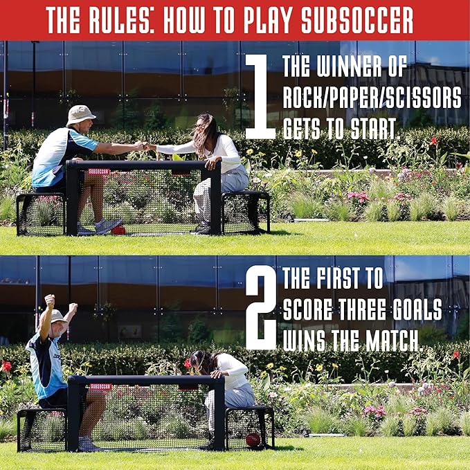 Subsoccer S3 Portable Bench Soccer Game Sturdy Indoor Outdoor Table Soccer Set with Benches and Ball, Easy Assembly Pack and Go Design for Beach, Home, Office or Backyard, Fun for All Ages